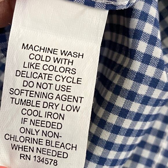 Vineyard Vines Mens Preppy Whale Shirt Button Down Long Sleeve M Blue Gingham - Picture 9 of 9